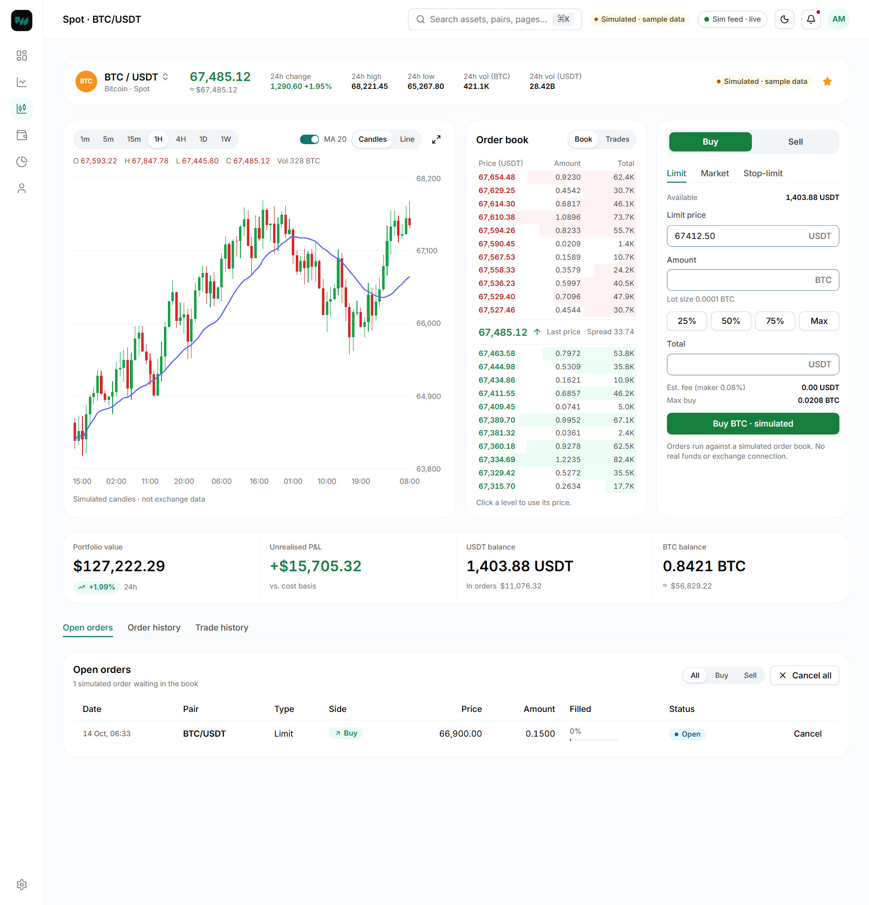 Crypto Trading Platform screen